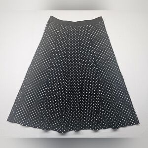 Chelsea &‎ Theodore Black Polka Dot Midi Skirt Career Casual